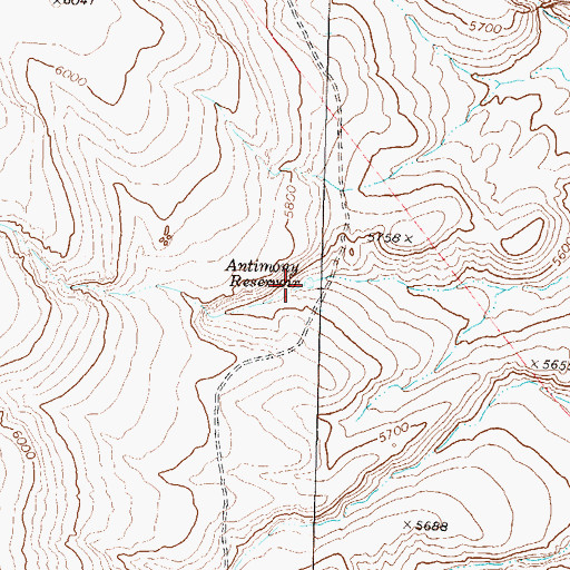 Topographic Map of Antimony Reservoir, NV
