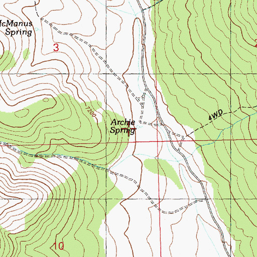 Topographic Map of Archie Spring, NV