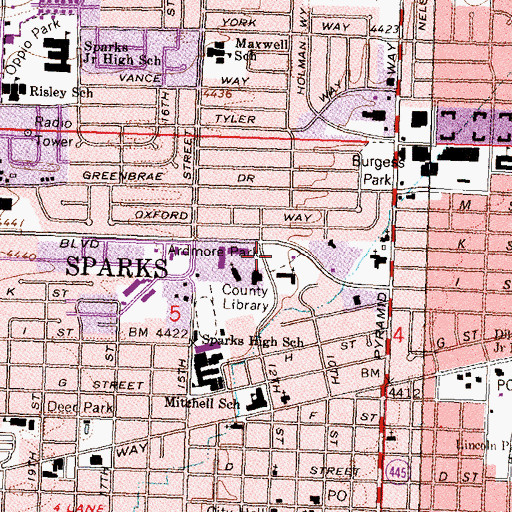 Topographic Map of Ardmore Park, NV