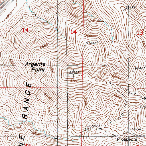 Topographic Map of Argenta Point, NV