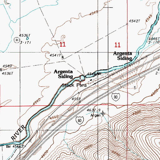 Topographic Map of Argenta Ranch, NV