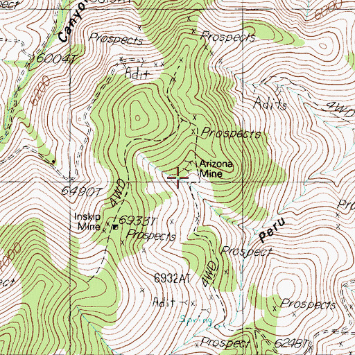 Topographic Map of Arizona Mine, NV