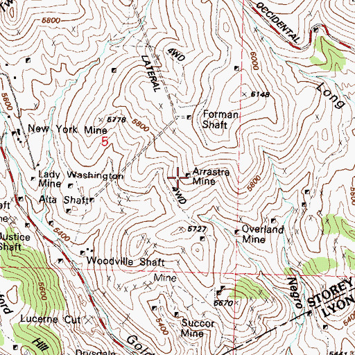 Topographic Map of Arrastra Mine, NV