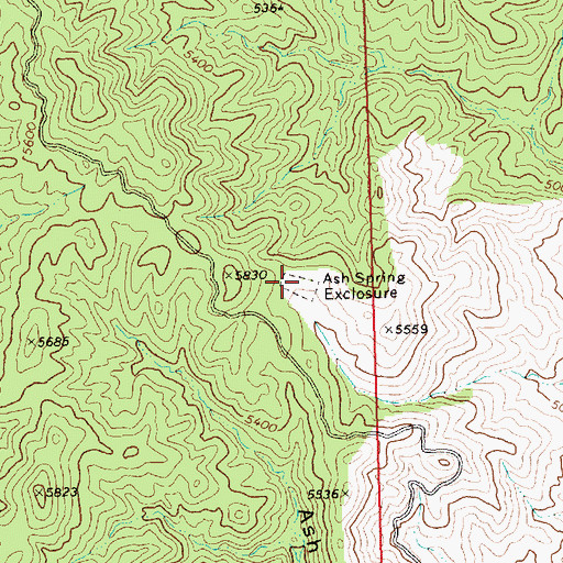 Topographic Map of Ash Spring Exclosure, NV