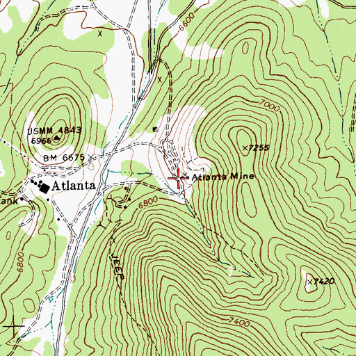 Topographic Map of Atlanta Mine, NV