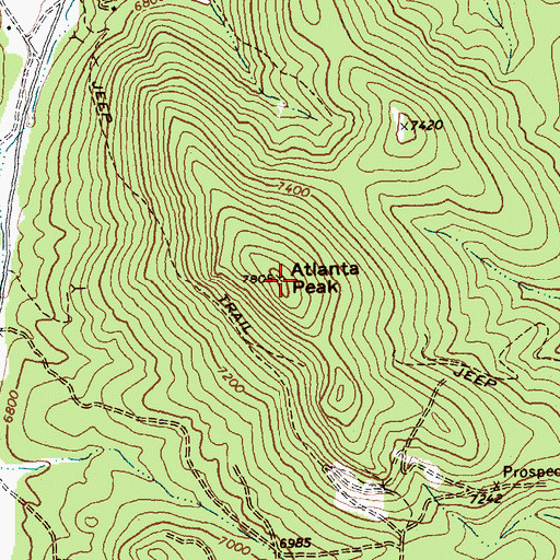 Topographic Map of Atlanta Peak, NV