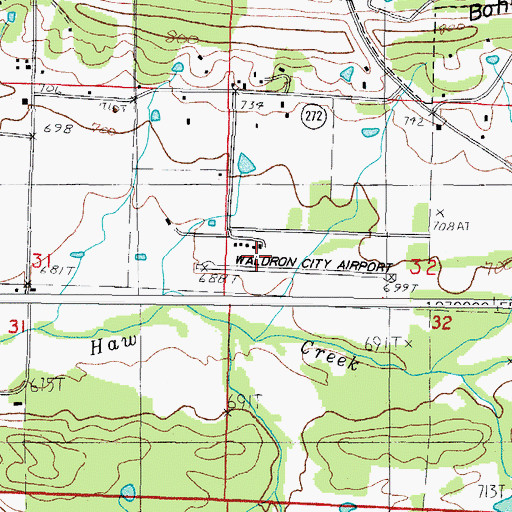 Topographic Map of Waldron Municipal Airport, AR
