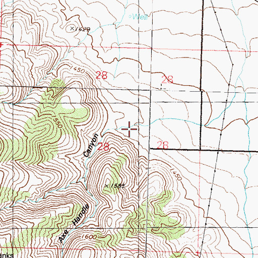 Topographic Map of Axe Handle Canyon, NV