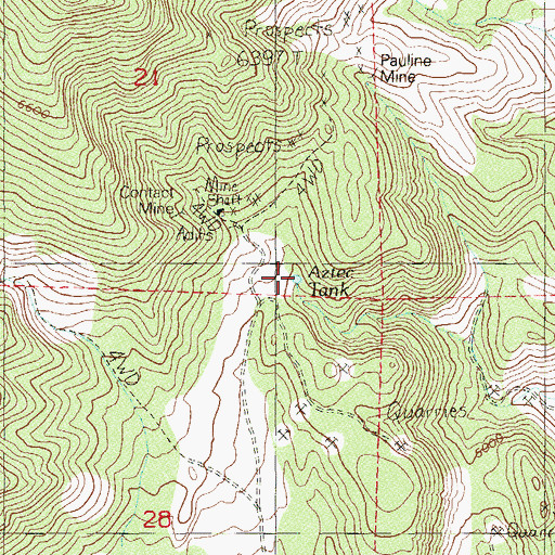 Topographic Map of Aztec Tank, NV