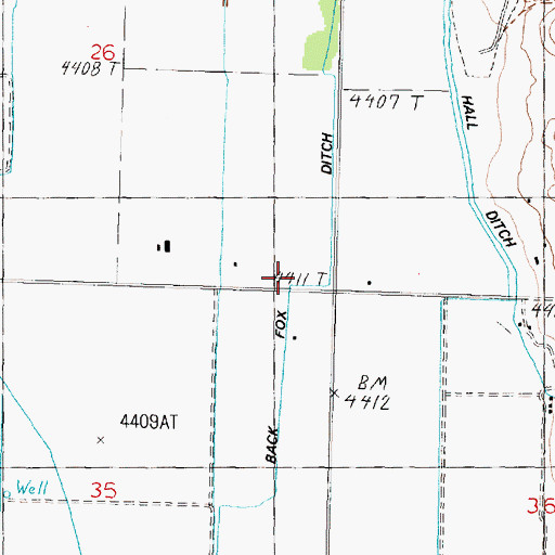 Topographic Map of Back Fox Ditch, NV