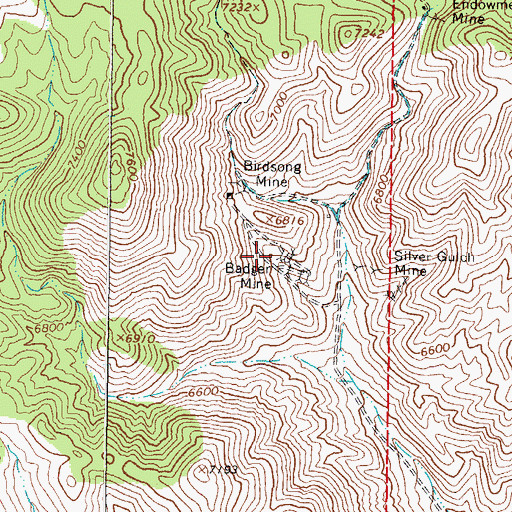 Topographic Map of Badger Mine, NV