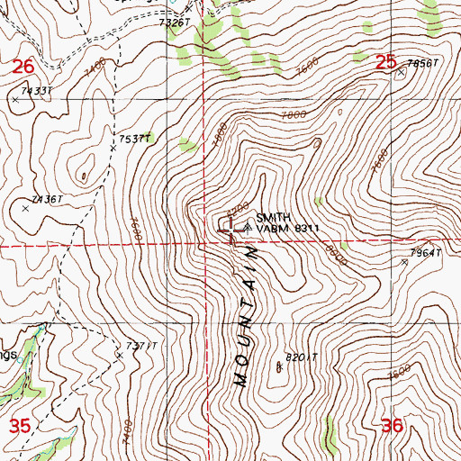 Topographic Map of Bailey Mountain, NV