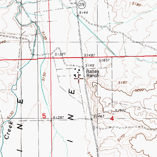 Topographic Map of Bailey Ranch, NV