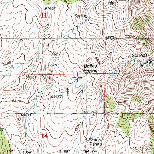 Topographic Map of Bailey Spring, NV