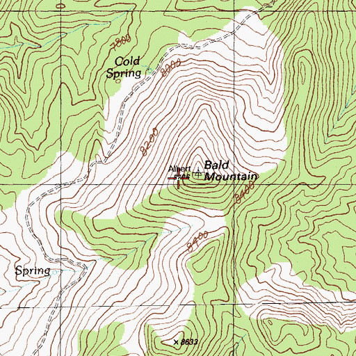 Topographic Map of Bald Mountain, NV