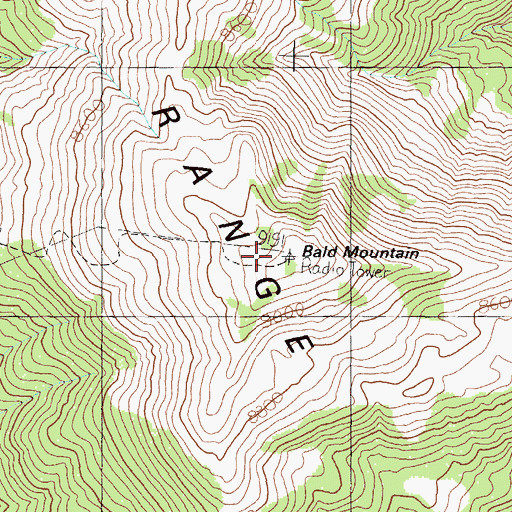 Topographic Map of Bald Mountain, NV