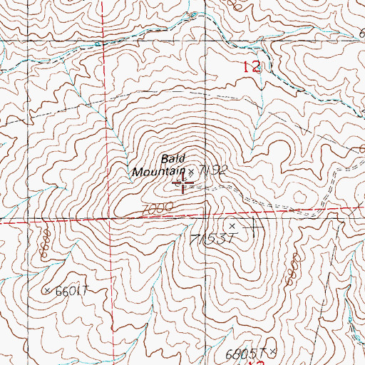 Topographic Map of Bald Mountain, NV