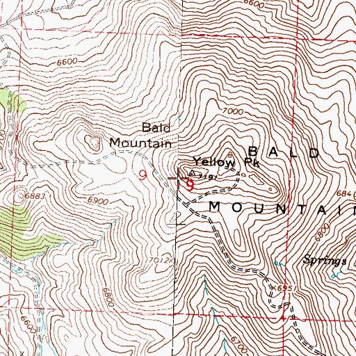 Topographic Map of Bald Mountain, NV