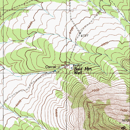 Topographic Map of Bald Mountain Well, NV