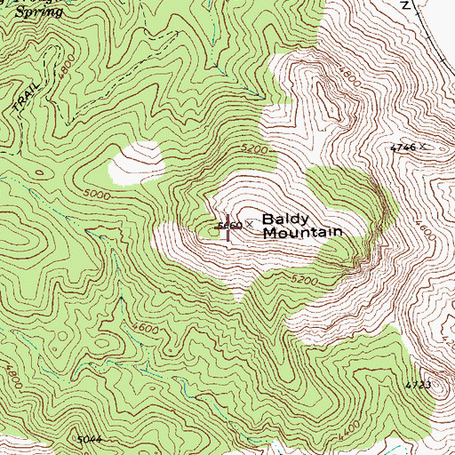 Topographic Map of Baldy Mountain, NV