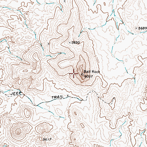 Topographic Map of Ball Rock, NV