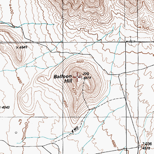 Topographic Map of Balloon Hill, NV