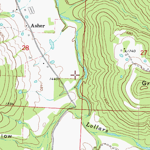 Topographic Map of Lollars Creek Farm Airport, AR