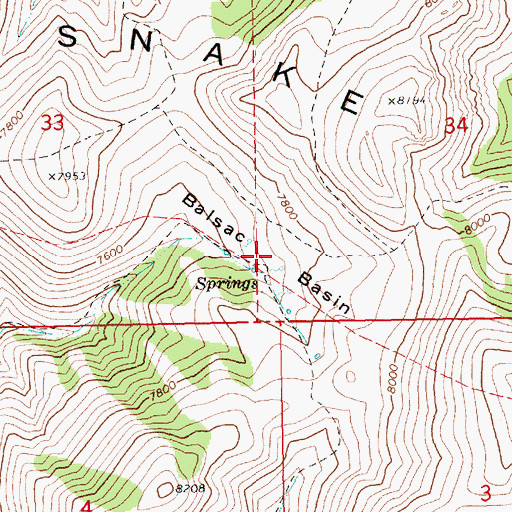 Topographic Map of Balsac Basin, NV