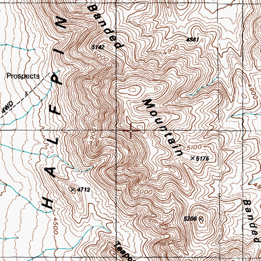Topographic Map of Banded Mountain, NV