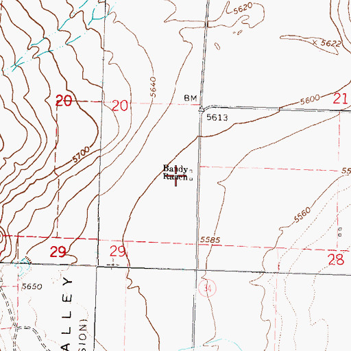 Topographic Map of Bandy Ranch, NV