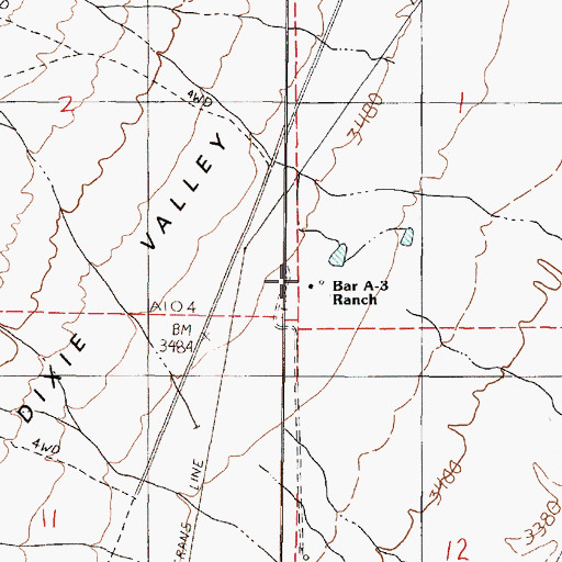 Topographic Map of Bar A-3 Ranch, NV