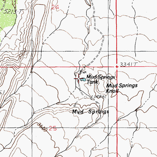 Topographic Map of Mud Springs Tank, AZ