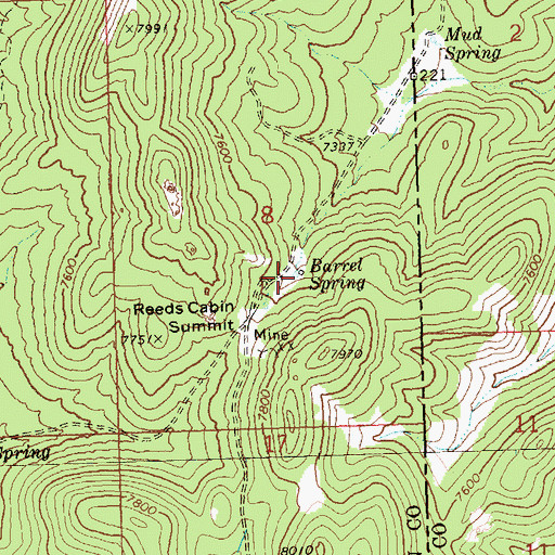 Topographic Map of Barrel Spring, NV