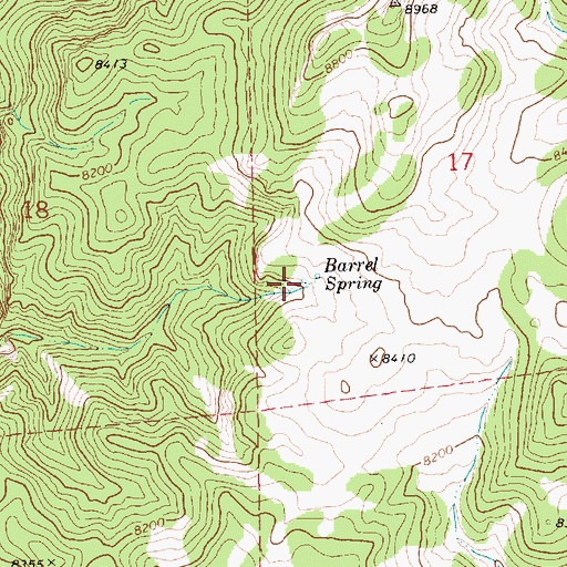 Topographic Map of Barrel Spring, NV