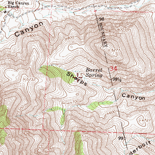Topographic Map of Barrel Spring, NV