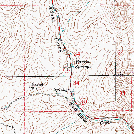 Topographic Map of Barrel Springs, NV