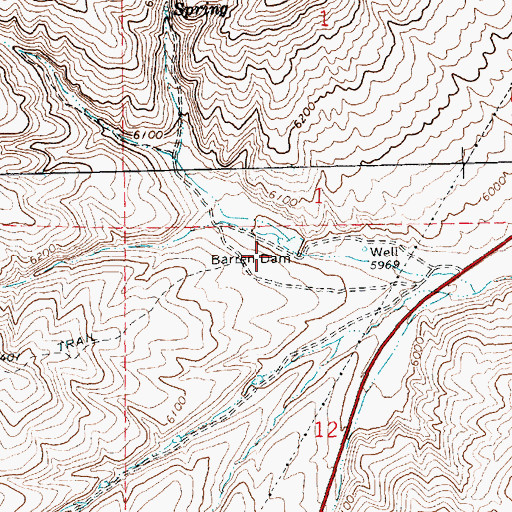 Topographic Map of Barren Dam, NV