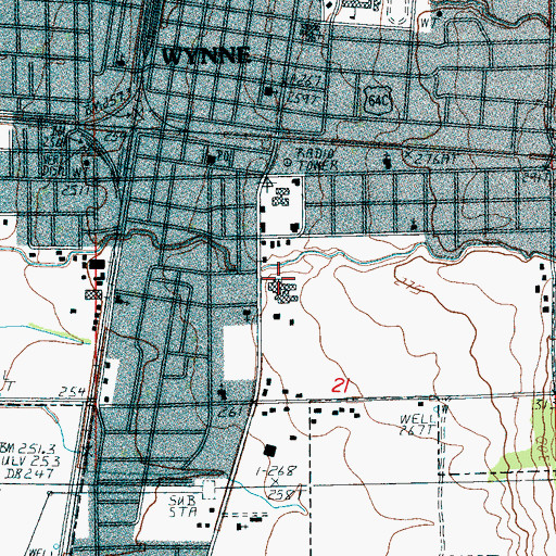 Topographic Map of Cross County Hospital Heliport, AR