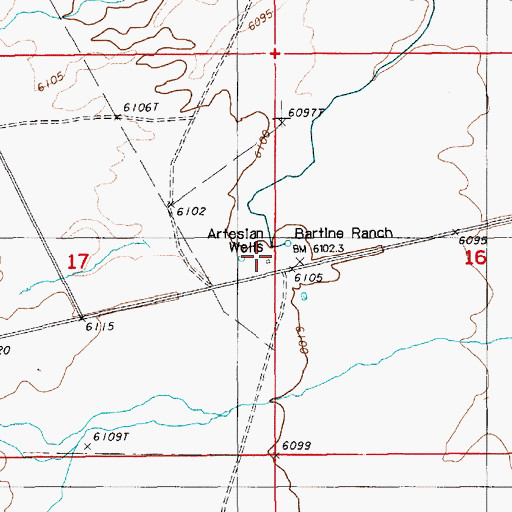 Topographic Map of Bartine Ranch, NV