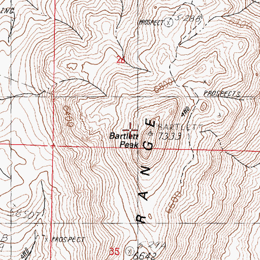 Topographic Map of Bartlett Peak, NV