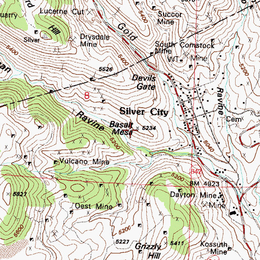 Topographic Map of Basalt Mesa, NV