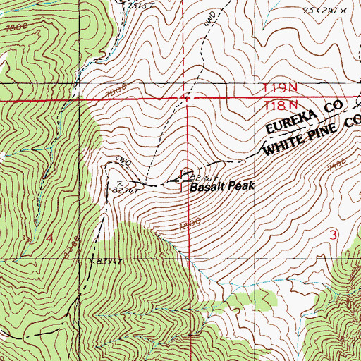 Topographic Map of Basalt Peak, NV