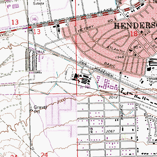 Topographic Map of Basic High School, NV