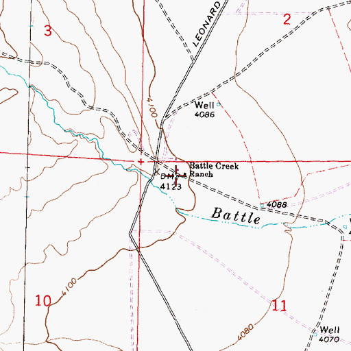 Topographic Map of Battle Creek Ranch, NV