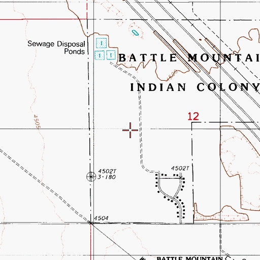 Topographic Map of Battle Mountain Reservation, NV