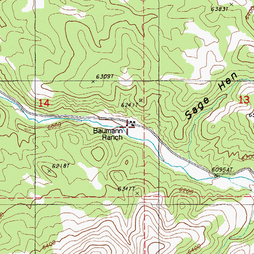 Topographic Map of Baumann Ranch, NV