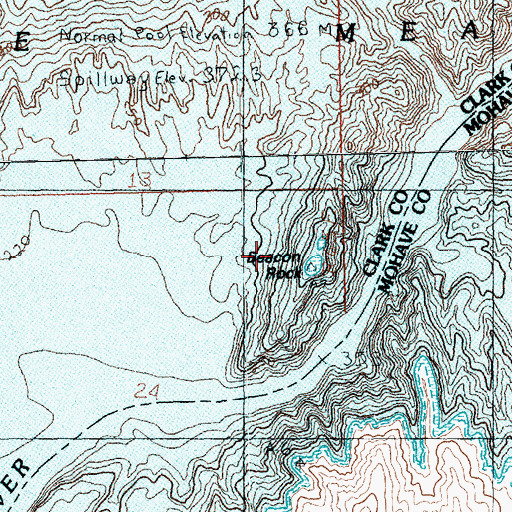 Topographic Map of Beacon Rock, NV