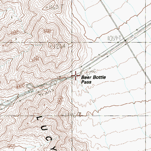 Topographic Map of Beer Bottle Pass, NV