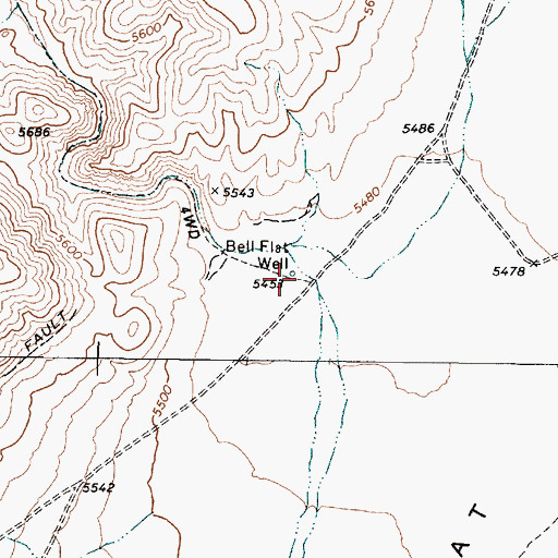Topographic Map of Bell Flat Well, NV
