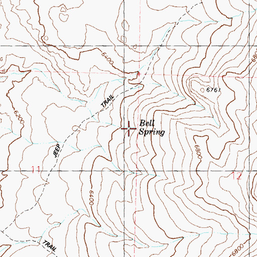 Topographic Map of Bell Spring, NV